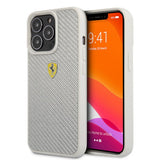Ferrari iPhone 13 Pro Max Deksel Real Carbon Metal Logo Sølv