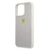 Ferrari iPhone 13 Pro Max Deksel Real Carbon Metal Logo Sølv