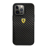 Ferrari iPhone 13 Pro Max Deksel Real Carbon Metal Logo Svart