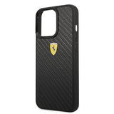 Ferrari iPhone 13 Pro Max Deksel Real Carbon Metal Logo Svart