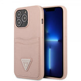 Guess iPhone 13 Pro Max Deksel Saffiano Double Cardslot Rosa