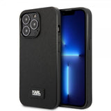 Karl Lagerfeld iPhone 13 Pro Max Deksel Saffiano Metal Plaque Svart