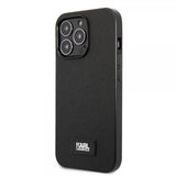 Karl Lagerfeld iPhone 13 Pro Max Deksel Saffiano Metal Plaque Svart