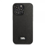 Karl Lagerfeld iPhone 13 Pro Max Deksel Saffiano Metal Plaque Svart