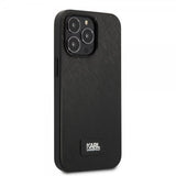 Karl Lagerfeld iPhone 13 Pro Max Deksel Saffiano Metal Plaque Svart