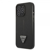 Guess iPhone 13 Pro Max Deksel Saffiano Metal Triangle Svart