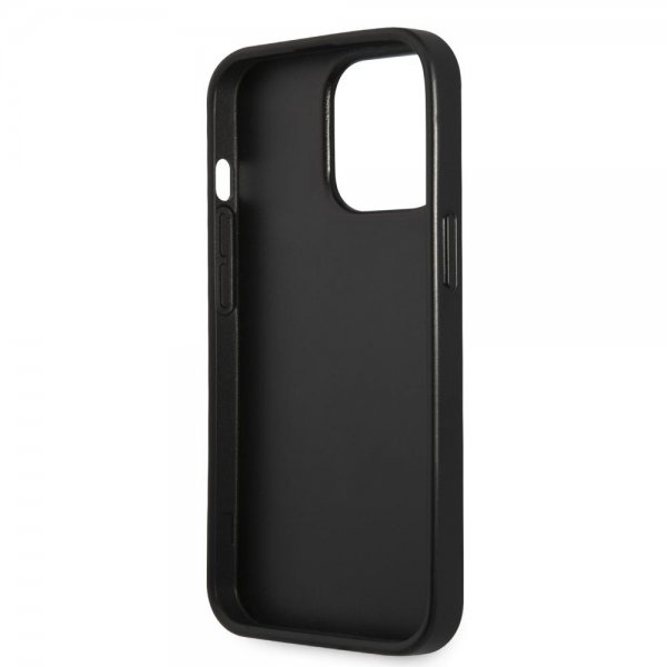 Guess iPhone 13 Pro Max Deksel Saffiano Metal Triangle Svart