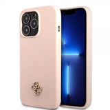 Guess iPhone 13 Pro Max Deksel Silicone Metal Logo 4G Light Pink
