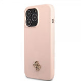 Guess iPhone 13 Pro Max Deksel Silicone Metal Logo 4G Light Pink