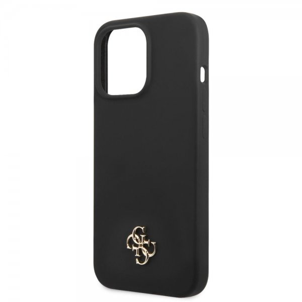 Guess iPhone 13 Pro Max Deksel Silicone Metal Logo 4G Svart