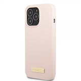 Guess iPhone 13 Pro Max Deksel Silicone Metal Plate MagSafe Rosa
