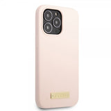 Guess iPhone 13 Pro Max Deksel Silicone Metal Plate MagSafe Rosa
