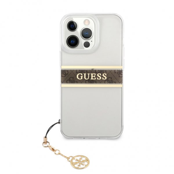 Guess iPhone 13 Pro Max Deksel Stripe Charm Brun
