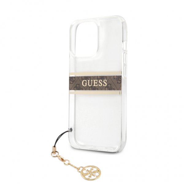 Guess iPhone 13 Pro Max Deksel Stripe Charm Brun