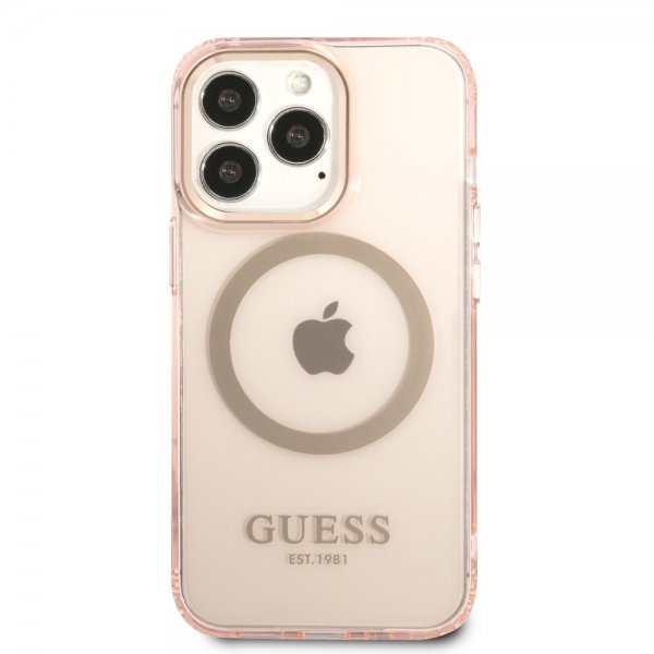 Guess iPhone 13 Pro Max Deksel Translucent MagSafe Rosa