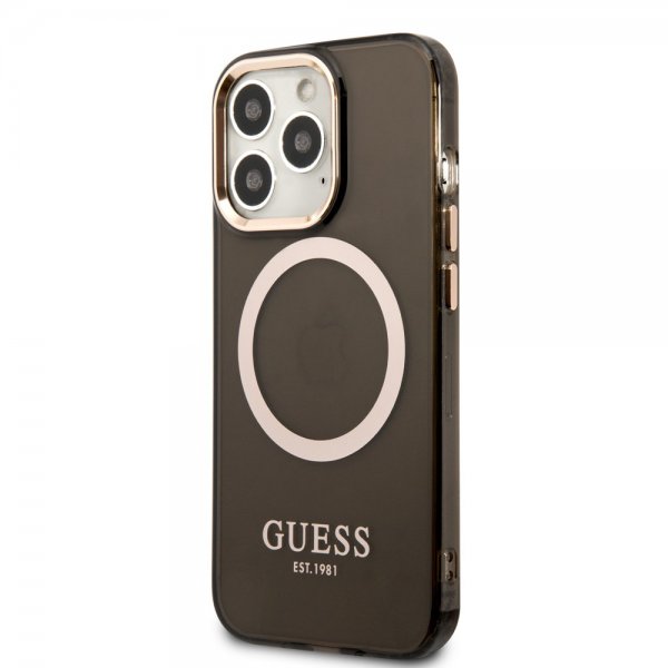Guess iPhone 13 Pro Max Deksel Translucent MagSafe Svart