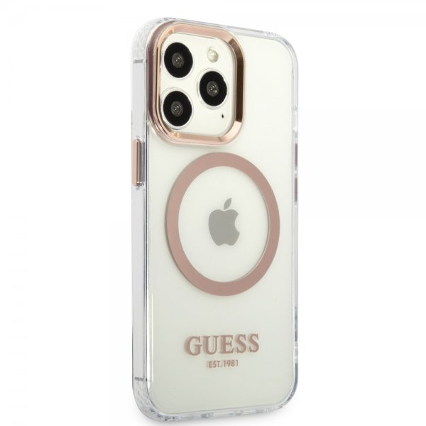 Guess iPhone 13 Pro Max Deksel Transparent MagSafe Gull Transparent