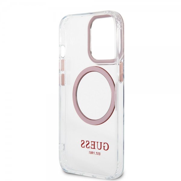 Guess iPhone 13 Pro Max Deksel Transparent MagSafe Rosa Transparent