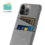 iPhone 13 Pro Max Deksel To Kortlommer Stoff Lysegrå