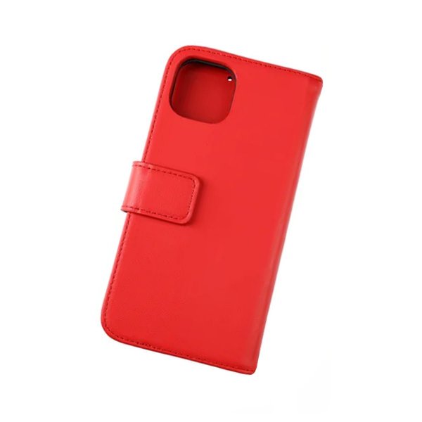 Rvelon iPhone 13 Pro Etui Ekte skinn Kortlommer Rød