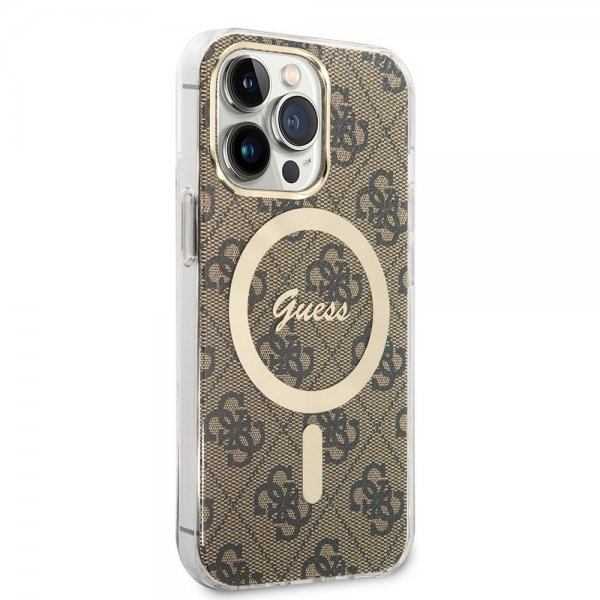 Guess iPhone 13 Pro Deksel 4G Pattern MagSafe Brun
