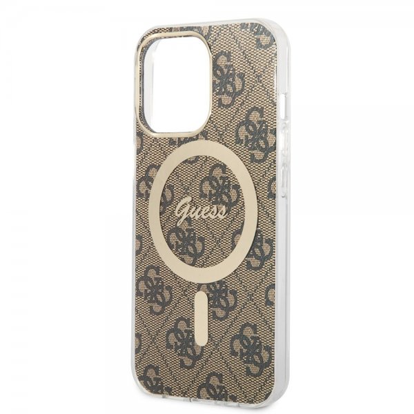 Guess iPhone 13 Pro Deksel 4G Pattern MagSafe Brun