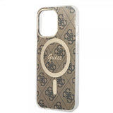 Guess iPhone 13 Pro Deksel 4G Pattern MagSafe Brun