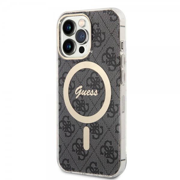Guess iPhone 13 Pro Deksel 4G Pattern MagSafe Svart