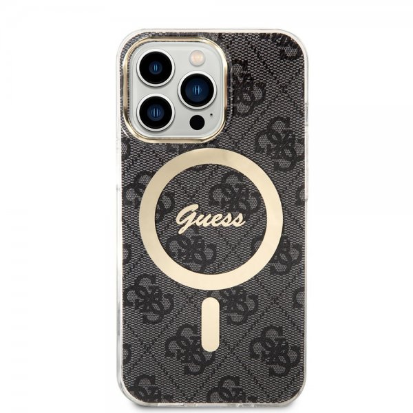 Guess iPhone 13 Pro Deksel 4G Pattern MagSafe Svart