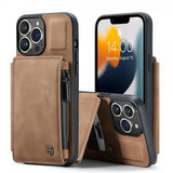 CaseMe iPhone 13 Pro Deksel C20 Kortlomme Glidelås Brun