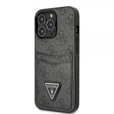 Guess iPhone 13 Pro Deksel Double Cardslot Metal Triangle Svart