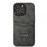 Guess iPhone 13 Pro Deksel Double Cardslot Metal Triangle Svart