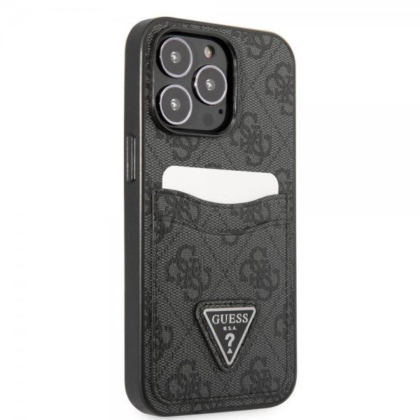 Guess iPhone 13 Pro Deksel Double Cardslot Metal Triangle Svart