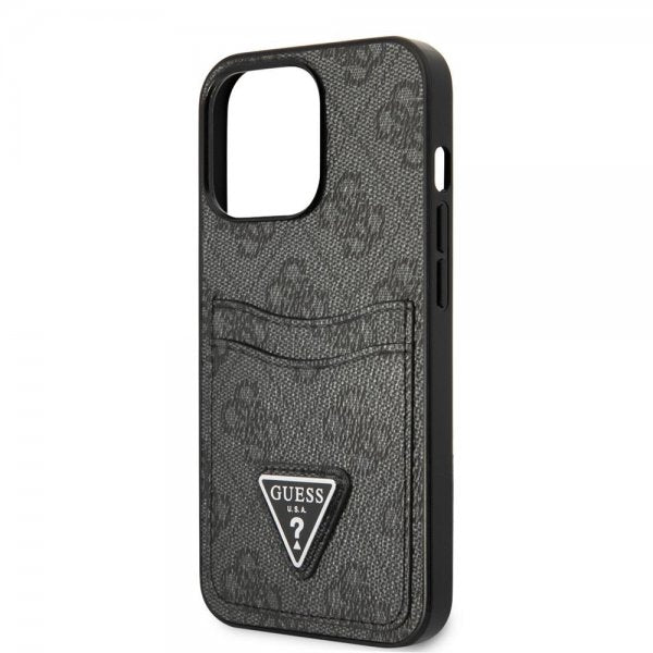 Guess iPhone 13 Pro Deksel Double Cardslot Metal Triangle Svart