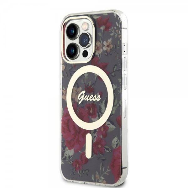 Guess iPhone 13 Pro Deksel Flower MagSafe Kaki