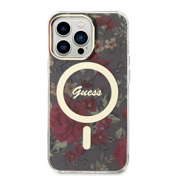 Guess iPhone 13 Pro Deksel Flower MagSafe Kaki