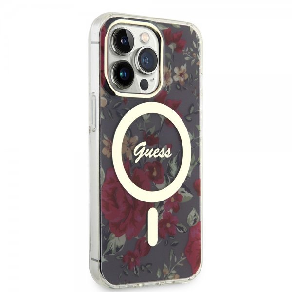 Guess iPhone 13 Pro Deksel Flower MagSafe Kaki