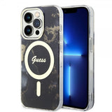 Guess iPhone 13 Pro Deksel Golden Marble MagSafe Svart