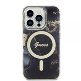 Guess iPhone 13 Pro Deksel Golden Marble MagSafe Svart
