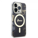Guess iPhone 13 Pro Deksel Golden Marble MagSafe Svart