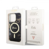 Guess iPhone 13 Pro Deksel Golden Marble MagSafe Svart