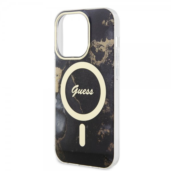 Guess iPhone 13 Pro Deksel Golden Marble MagSafe Svart