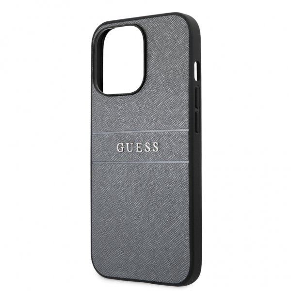 Guess iPhone 13 Pro Deksel Hot Stamp Metal Logo Grå