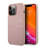 Guess iPhone 13 Pro Deksel Hot Stamp Metal Logo Rosa