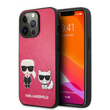 Karl Lagerfeld iPhone 13 Pro Deksel Karl & Choupette Embossed Fuschia