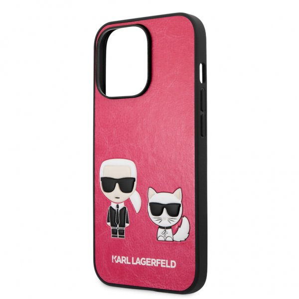 Karl Lagerfeld iPhone 13 Pro Deksel Karl & Choupette Embossed Fuschia
