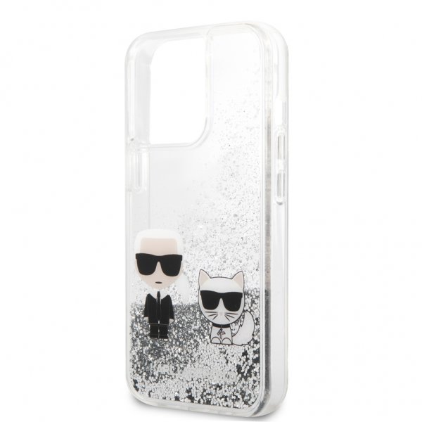 Karl Lagerfeld iPhone 13 Pro Deksel Liquid Glitter Sølv
