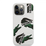 Lacoste iPhone 13 Pro Deksel Liquid Silicone Allover Pattern Hvit