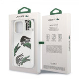 Lacoste iPhone 13 Pro Deksel Liquid Silicone Allover Pattern Hvit