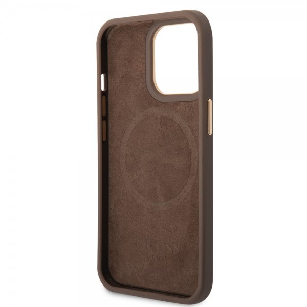 Guess iPhone 13 Pro Deksel Metal Plate Logo MagSafe Brun